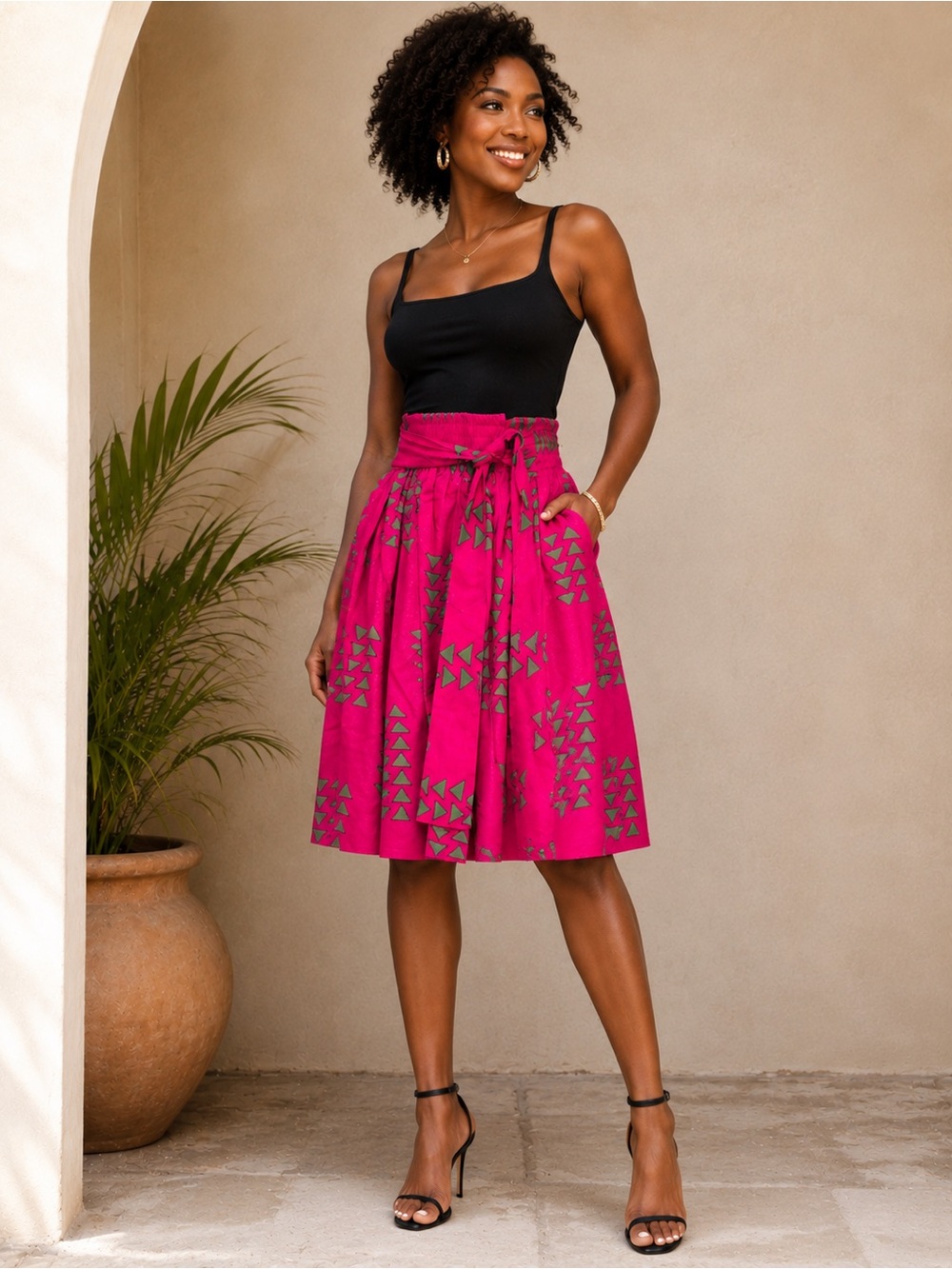 African print Skirt with Geometric Print